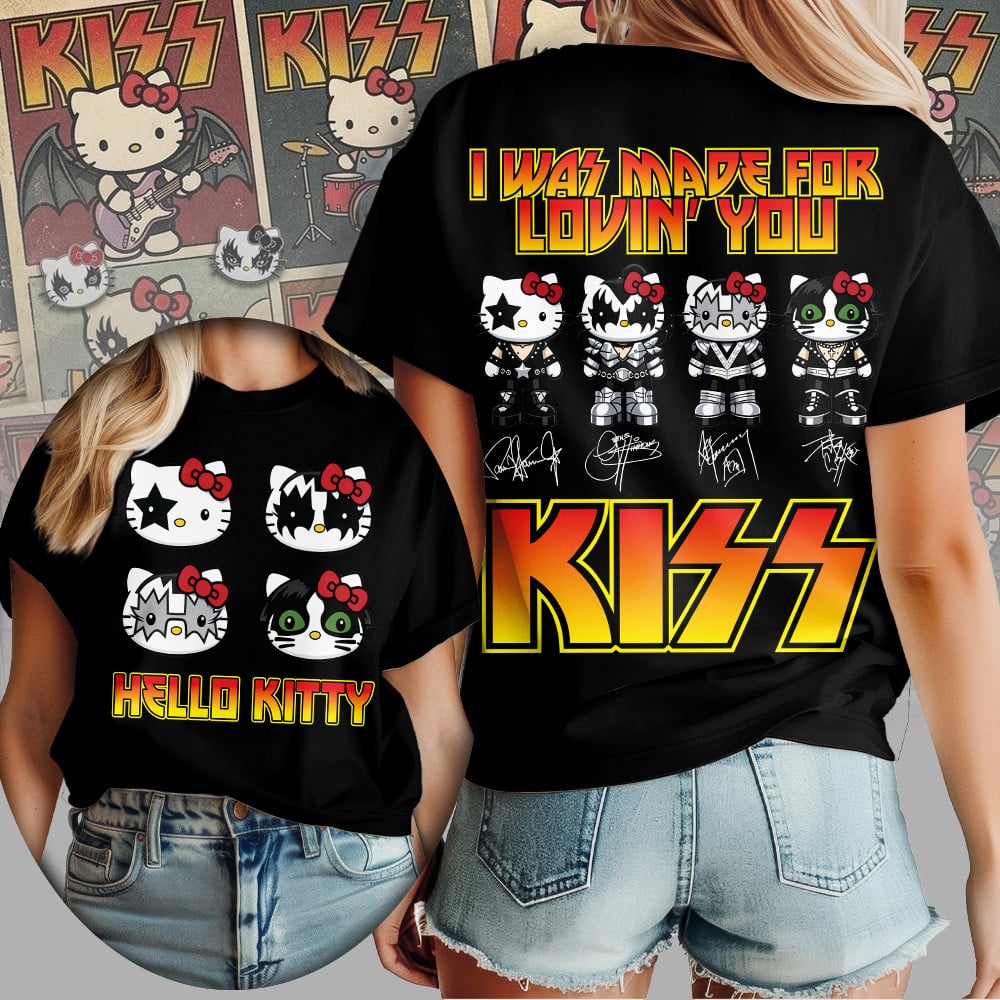 Premium Hello Kitty x Kiss Band Women Shirt TD