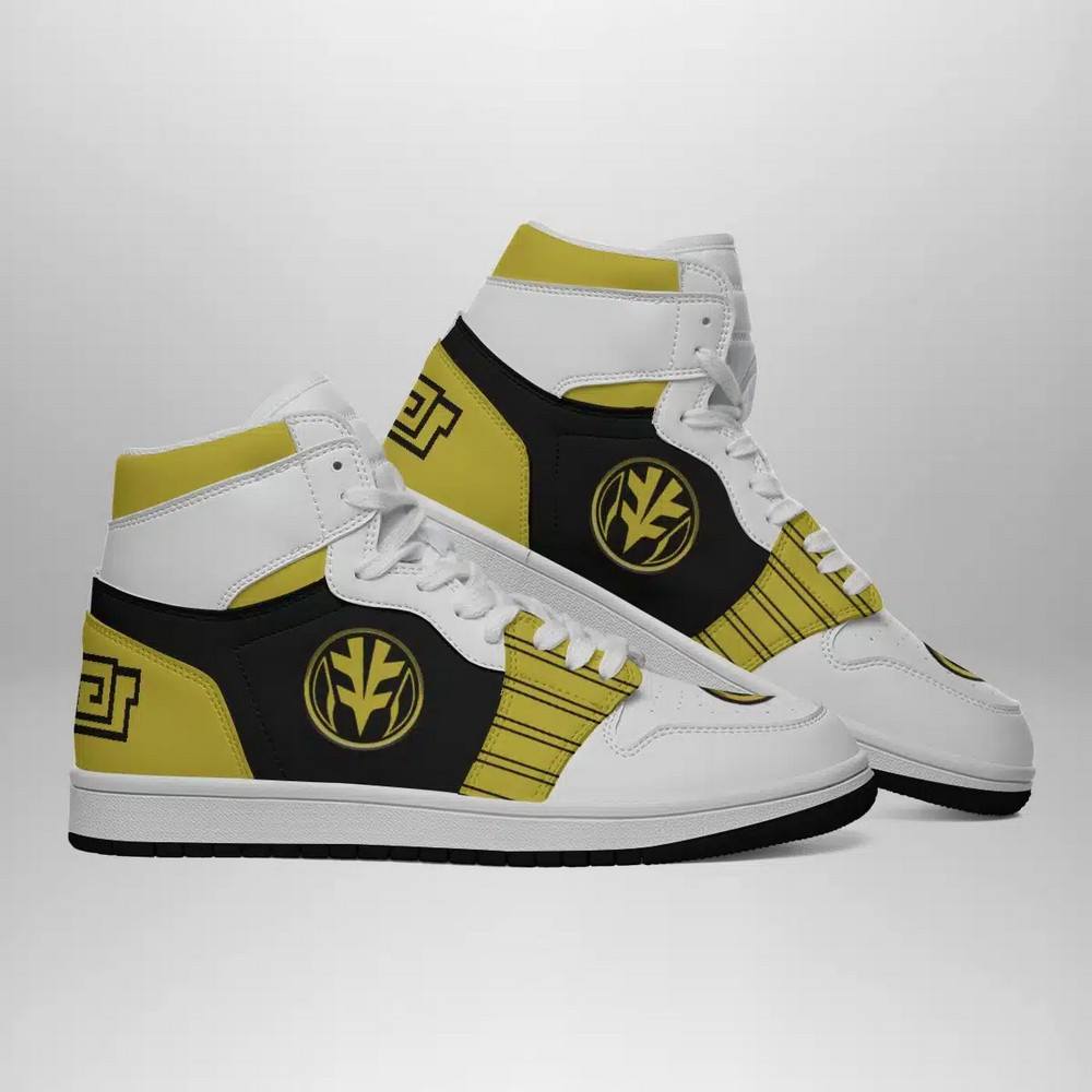 White Ranger Mighty Morphin Power Rangers AJ1 High Top Shoes